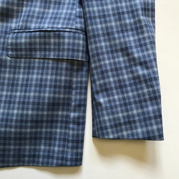 NWOT IKE Behar Gingham Sport Coat Jacket Mens 38 R Blue Buffalo Check Wool NEW - Picture 6 of 14